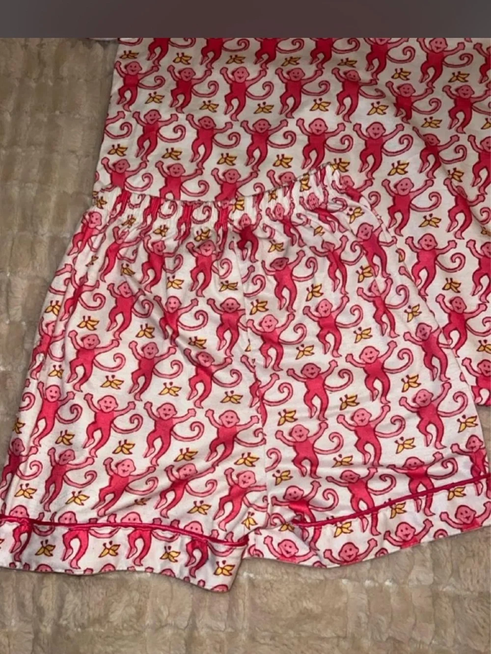 Kids Pink Monkey Print Pajama Set